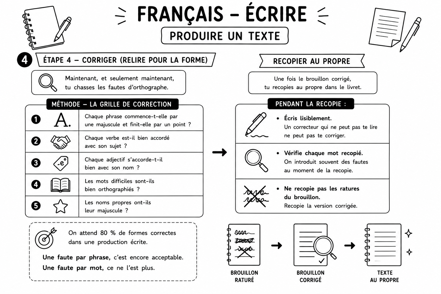 Français 13b — Écrire — Corriger et recopier