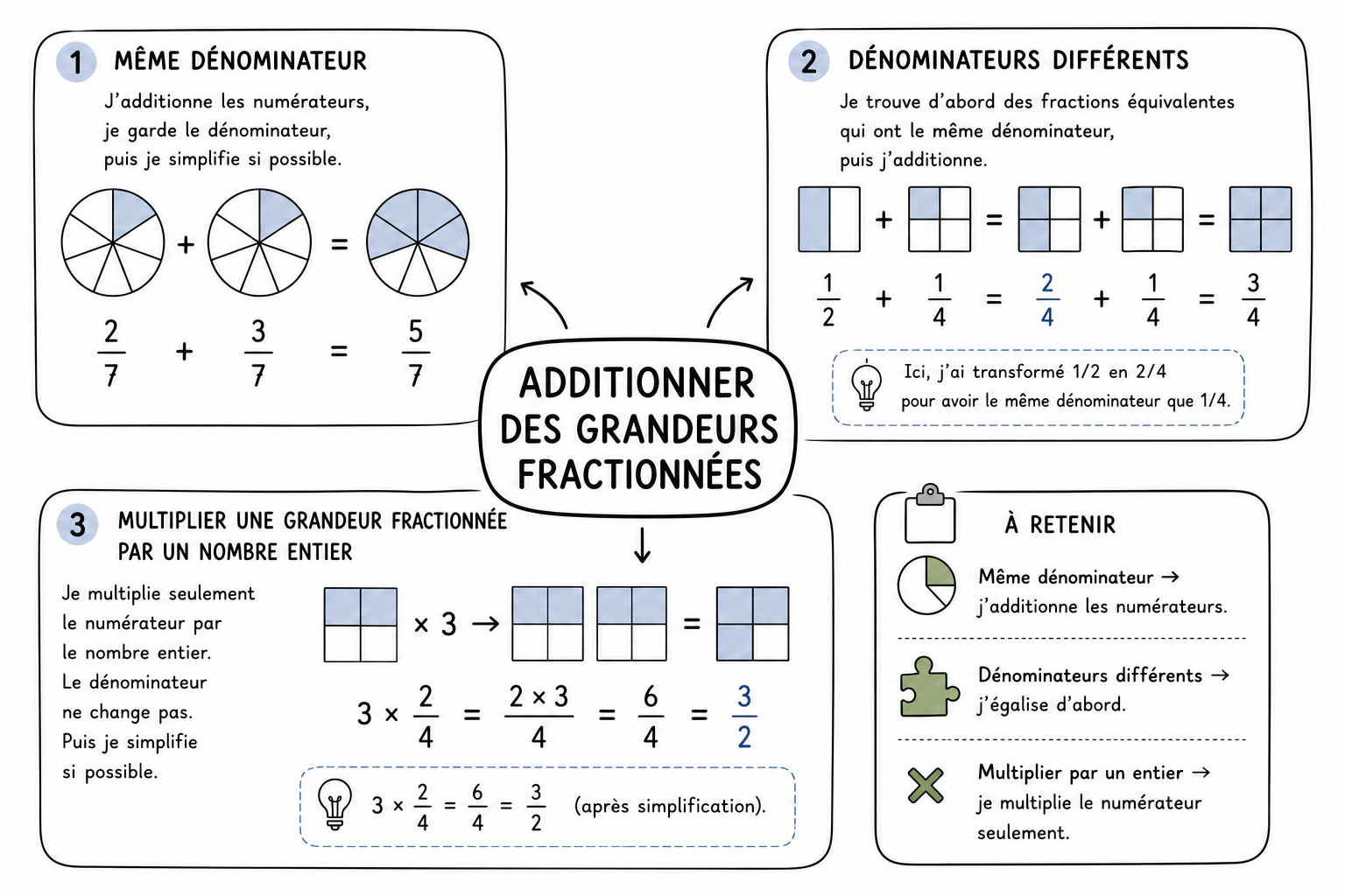 Grandeurs 13 — Additionner des grandeurs fractionnées