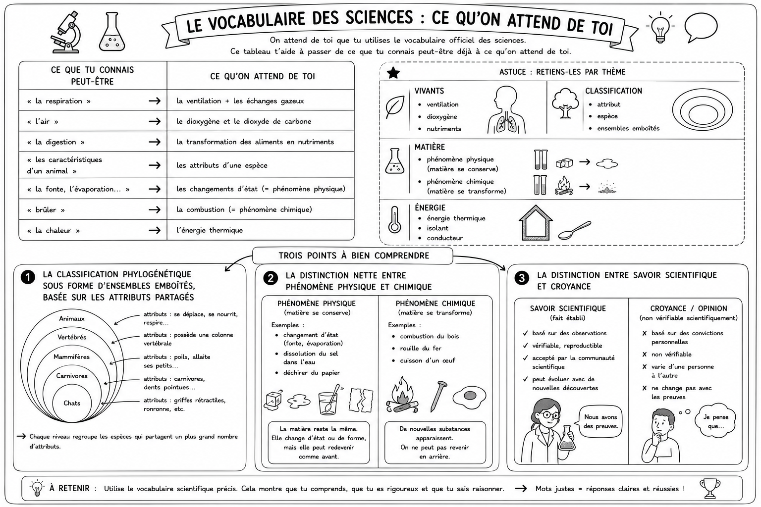 Sciences 1 — Vocabulaire